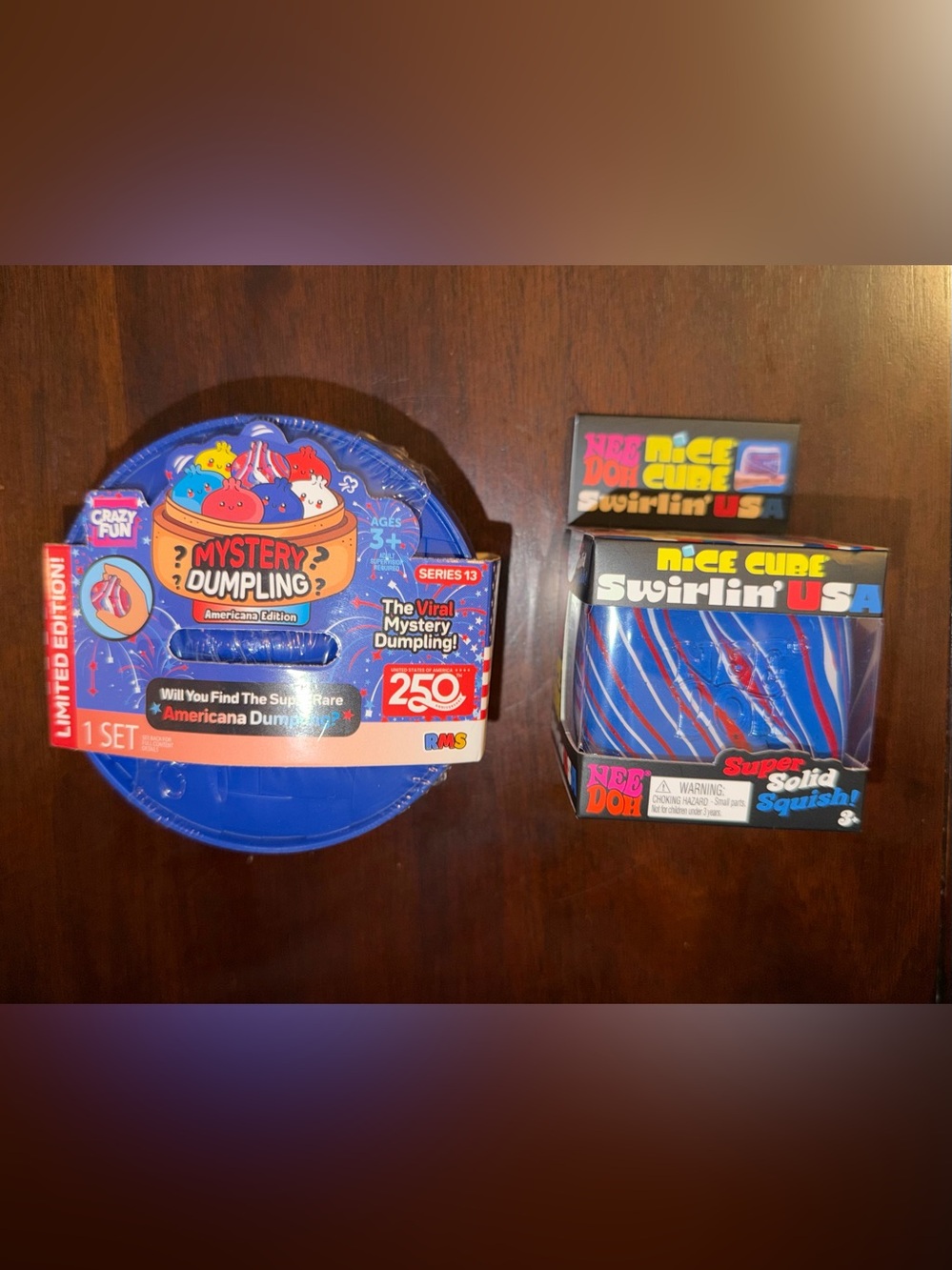 RMS Mystery Dumpling Americana Edition + Swirling Red-Blue NeeDoh Cube